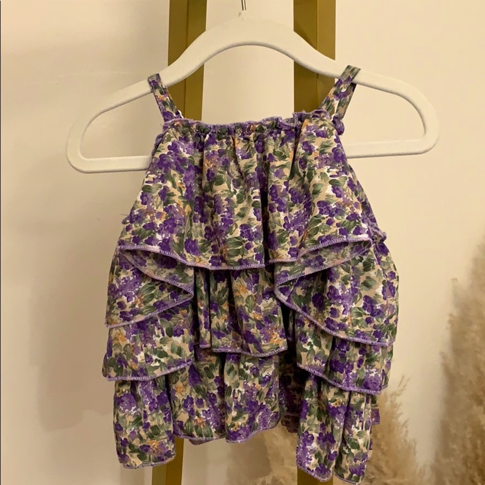 Purple floral blouse